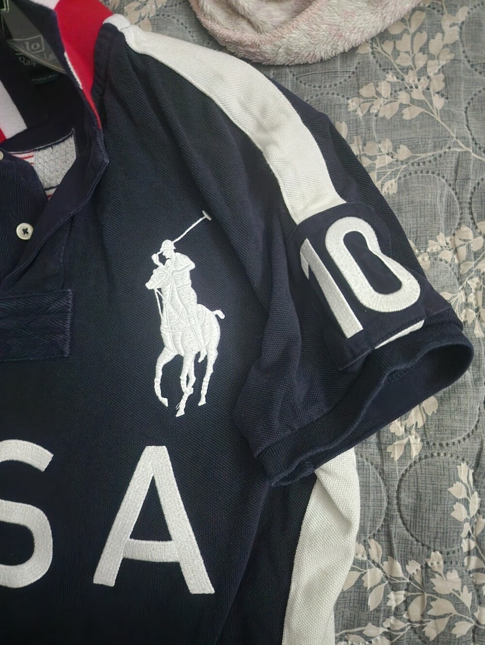 Ralph Lauren Navy and White USA Polo Shirt. Unisex. - Picture 5 of 10